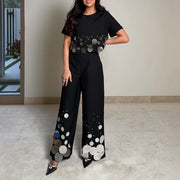 Disc-Embellished Top or Wide-Leg Pants