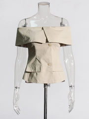 Off-Shoulder Button Jacket