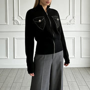 Ribbed Zip-Front Cardigan