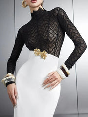 Sheer Lace High-Neck Top