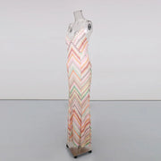 Chevron Sleeveless Long Dress