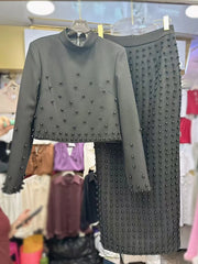 Embellished Top and Long Skirt Set