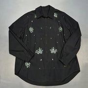 Floral-Detail Relaxed Button Shirt