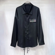 Glossy Patch-Pocket Button Shirt