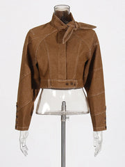 Cropped Jacket and Straight-Leg Pants Set