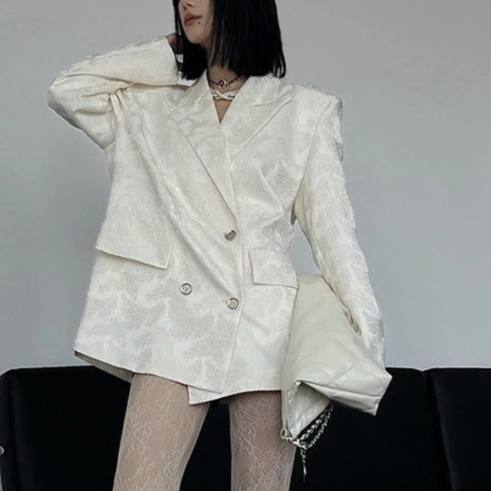 Tonal-Pattern Notched-Lapel Blazer
