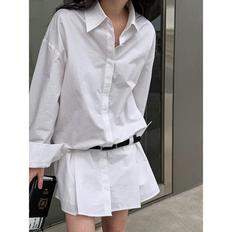 Collared Long-Sleeve Mini Shirt Dress