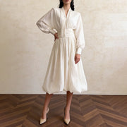 Gathered-Waist Balloon-Hem Dress