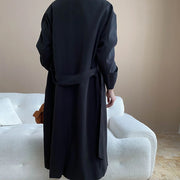 Wide-Lapel Long Trench Coat