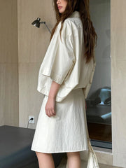 Relaxed Three-Quarter-Sleeve Shirt Dress