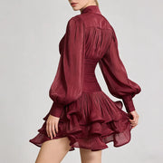 Ruched-Waist Tiered Mini Dress