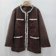 Embellished-Trim Collarless Jacket