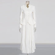 Stand-Collar Jacket and Skirt Set