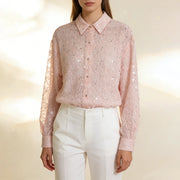 Embellished Sheer Lace Shirt