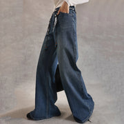 Lace-Up Waist Wide-Leg Jeans