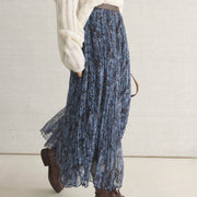 Printed Pleated Long Skirt