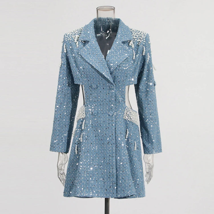Embellished Cutout Blazer Dress