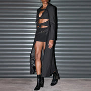Cutout-Waist Longline Coat
