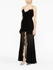 Ruffled Ruched Split-Hem Dress