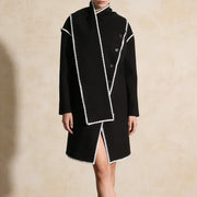Contrast-Stitch Longline Jacket