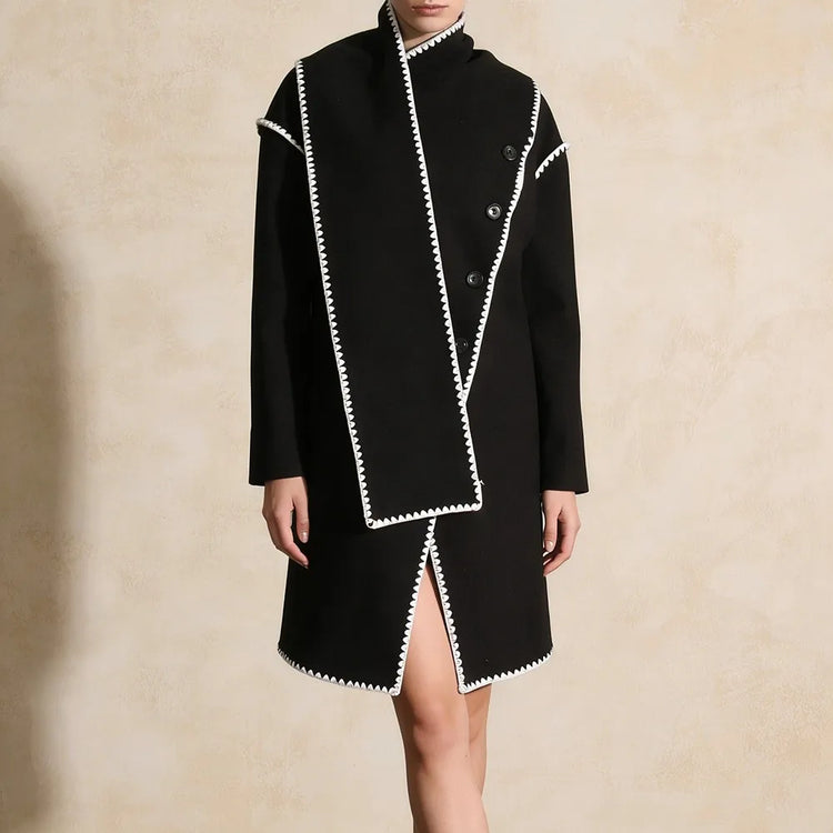 Contrast-Stitch Longline Jacket