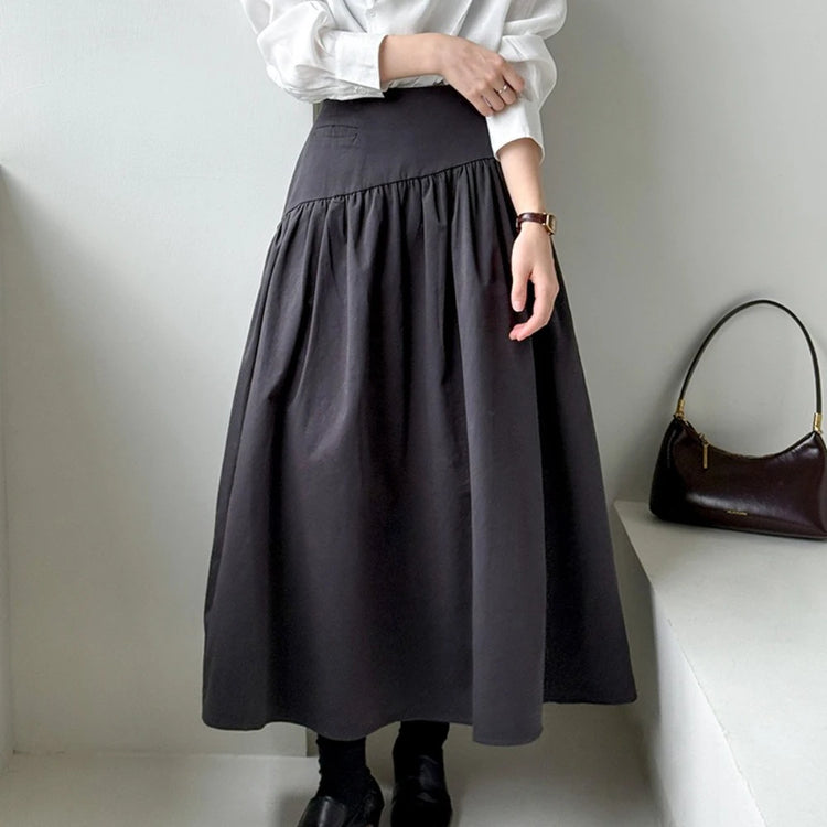 Gathered A-Line Midi Skirt