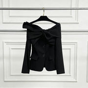 Off-Shoulder Draped Blazer