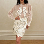 Floral Sheer Top and Skirt Set