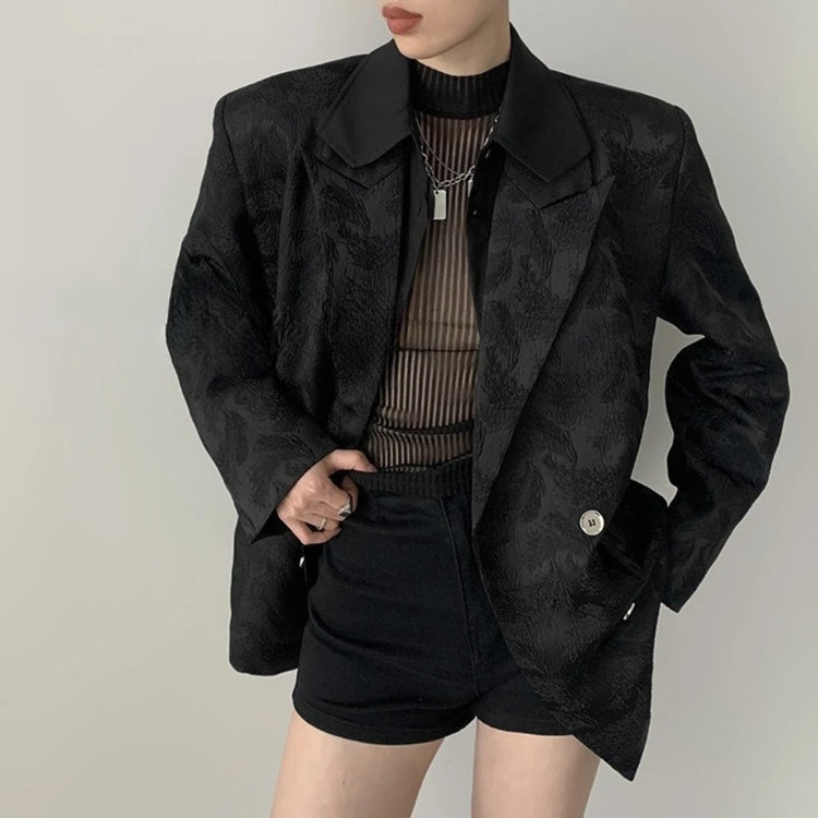 Tonal-Pattern Notched-Lapel Blazer