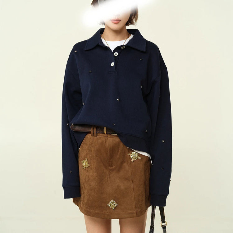 Collared Button-Neck Sweater