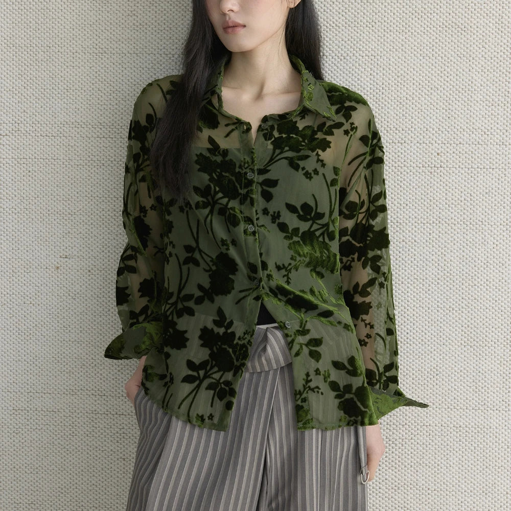 Floral Long-Sleeve Button-Front Shirt