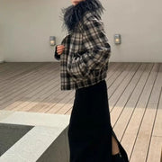 Plaid Zip-Front Jacket