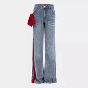 Bow-Detail Straight-Leg Jeans