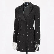 Star-Embellished Longline Blazer