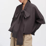 Oversized Bow-Neck Blouse