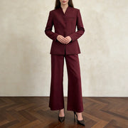 Collarless Blazer and Pants Set