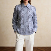 Floral Applique Long-Sleeve Shirt