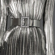Metallic-Look Pleated Mini Dress