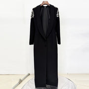 Embellished-Shoulder Long-Sleeve Dress