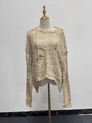 Openwork Long-Sleeve Sweater