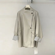 Asymmetric Button-Front Trench Coat