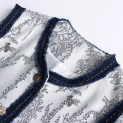 Floral Contrast-Trim Vest