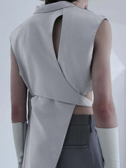 Asymmetric Lace-Up Tailored Vest