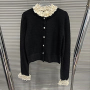 Ruffle-Trim Button-Front Cardigan