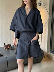 Relaxed Three-Quarter-Sleeve Shirt Dress