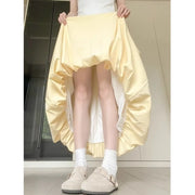 Gathered Bubble-Hem Long Skirt