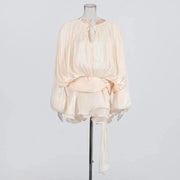 Ruched Balloon-Sleeve Mini Dress
