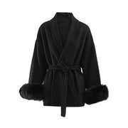 Belted Shawl-Collar Coat