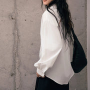 Pintuck-Bib Stand-Collar Shirt