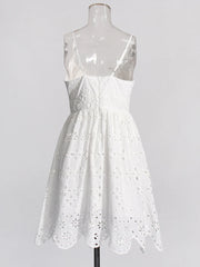 Eyelet V-Neck Mini Dress